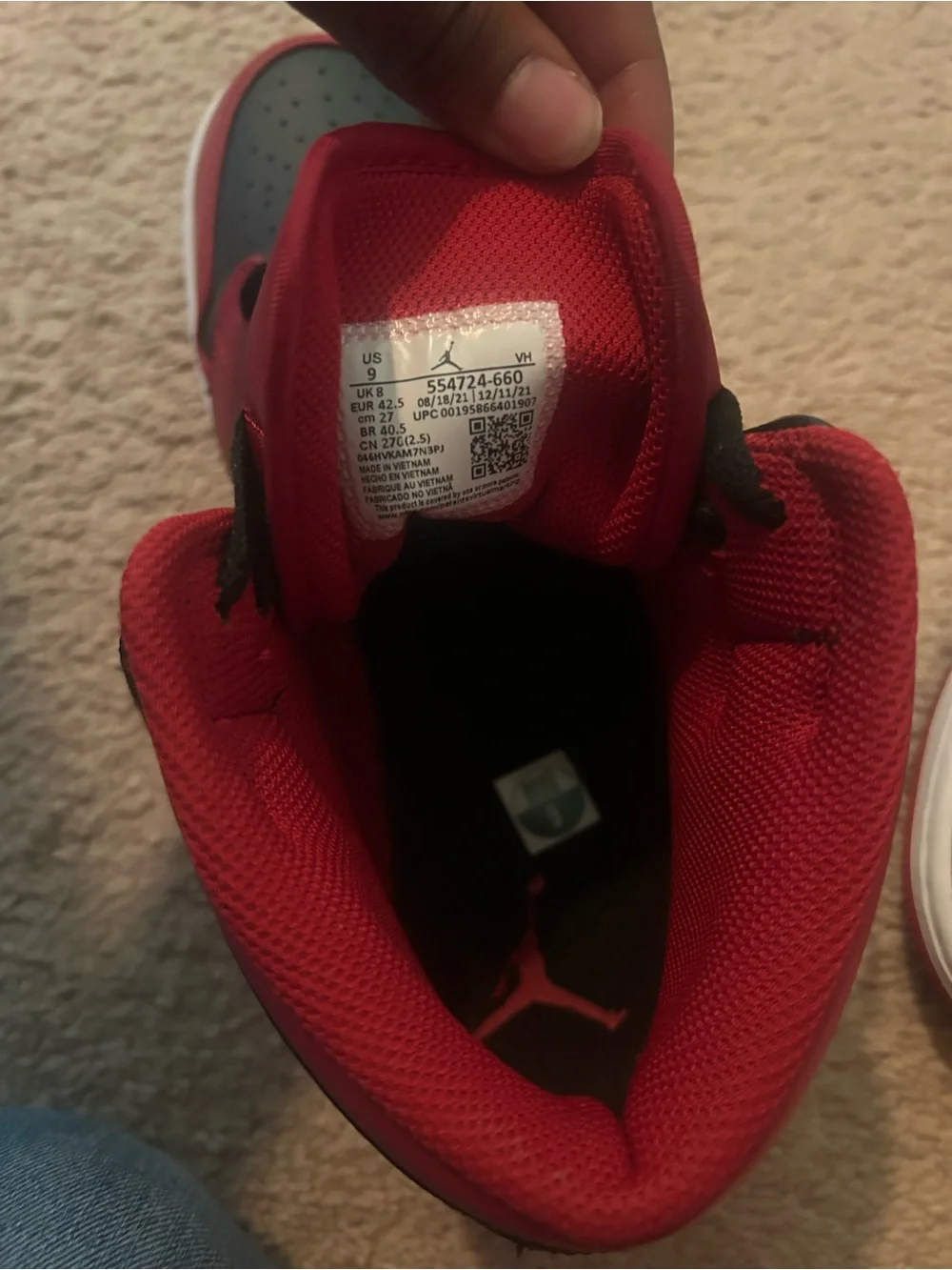 Jordan Red and Black Mid-Top Basketball Shoes